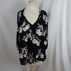 Volcom Women Button up Floral Blouse Top Size L